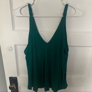 Free People Teal Ribbed Tank Top